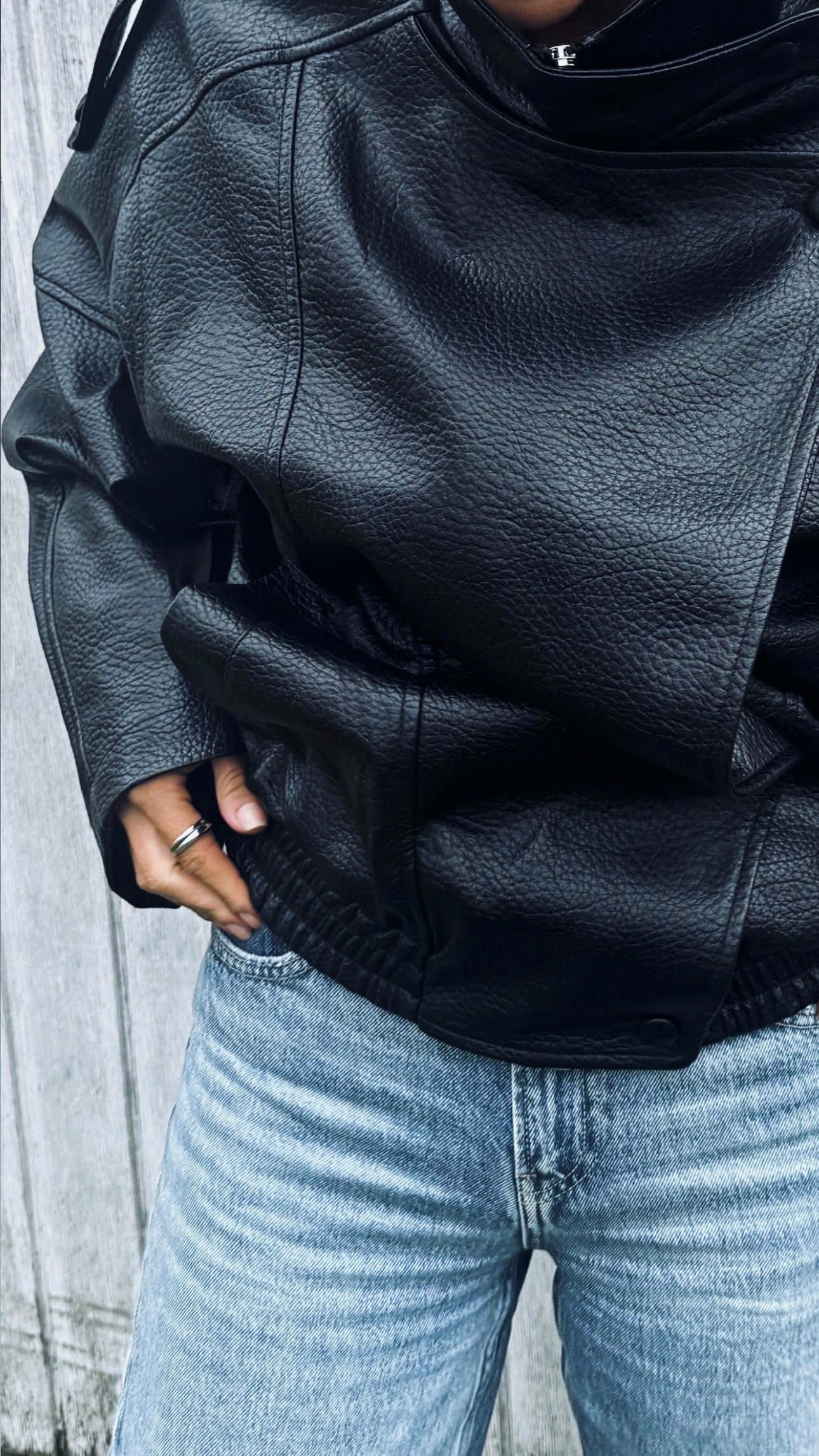 faux leather bomberjack