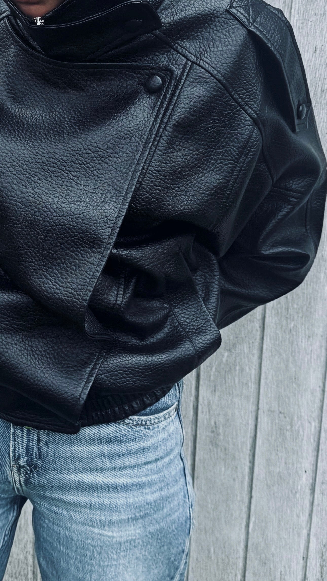 faux leather bomberjack