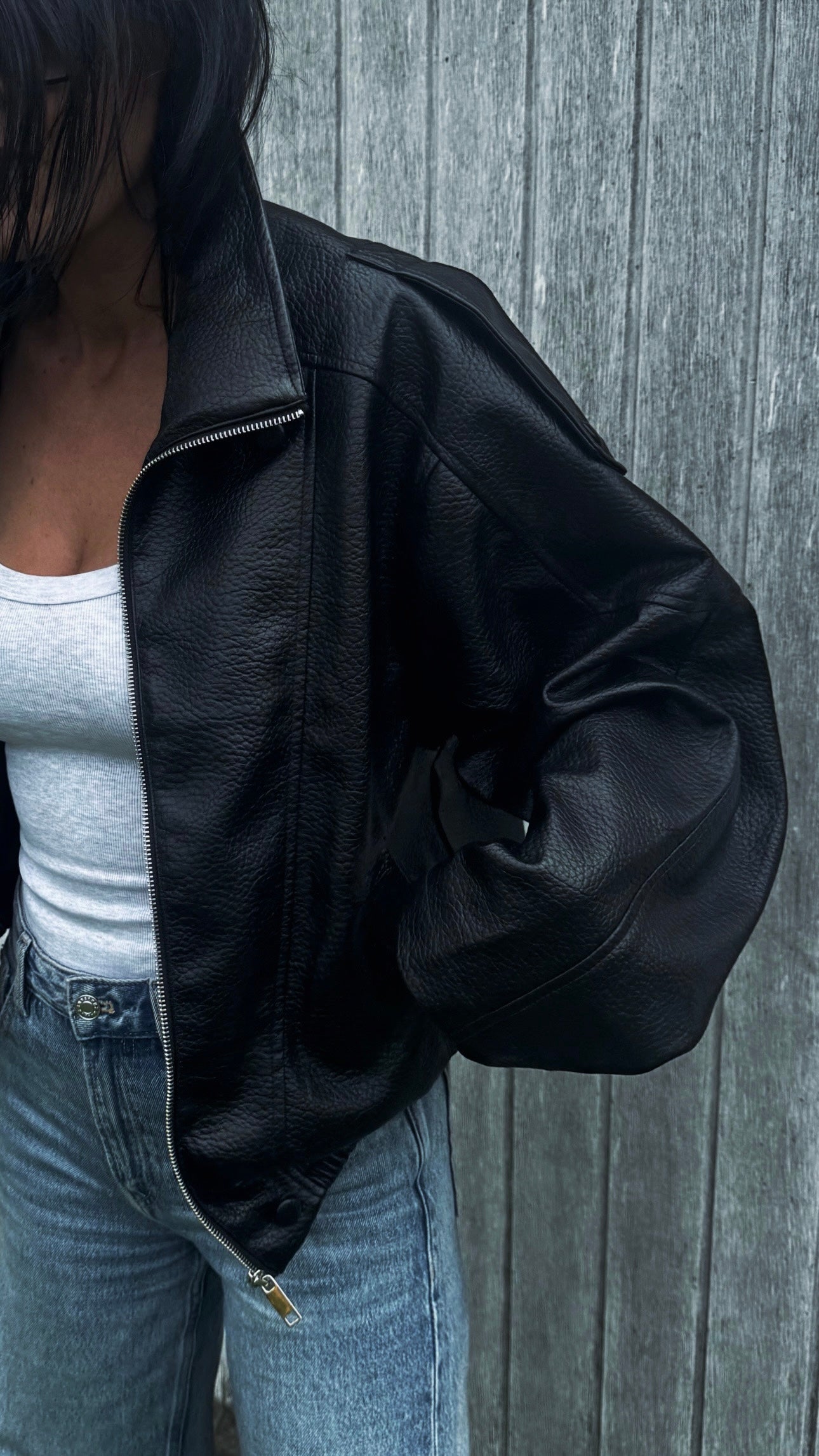 faux leather bomberjack